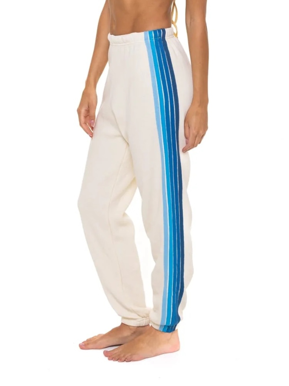 Aviator Nation 5 STRIPE SWEATPANTS - VINTAGE WHITE // BLUE